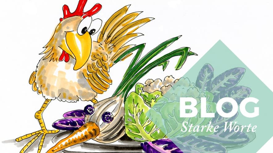 Zeichnung: Huhn mit Gemüsehuhn