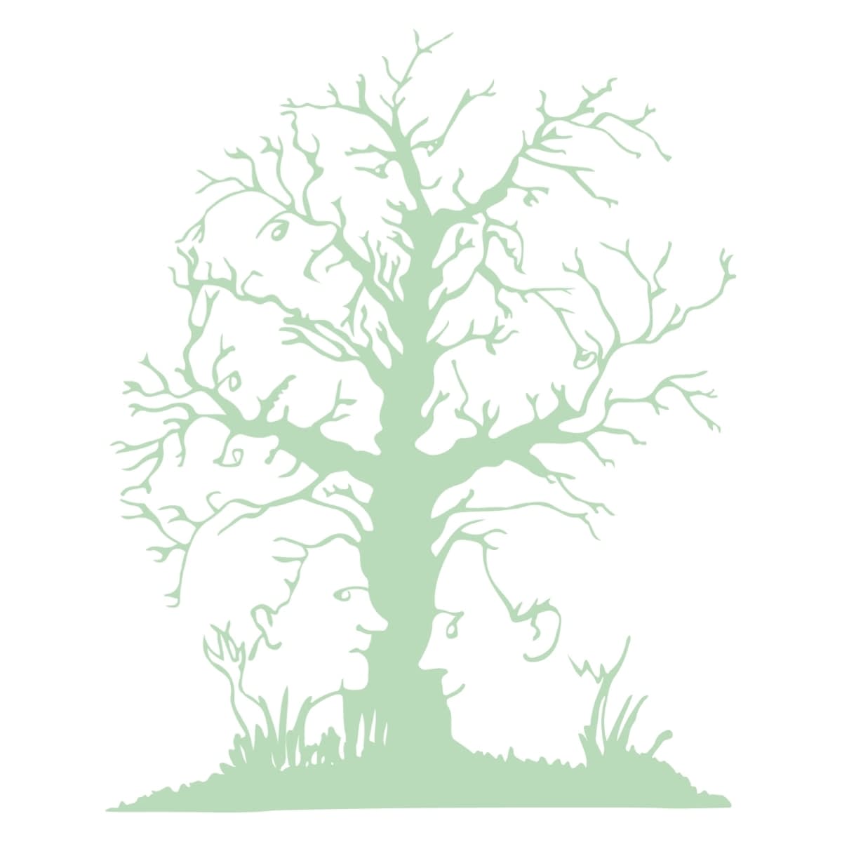 grüner Baum mit versteckten Gesichtern