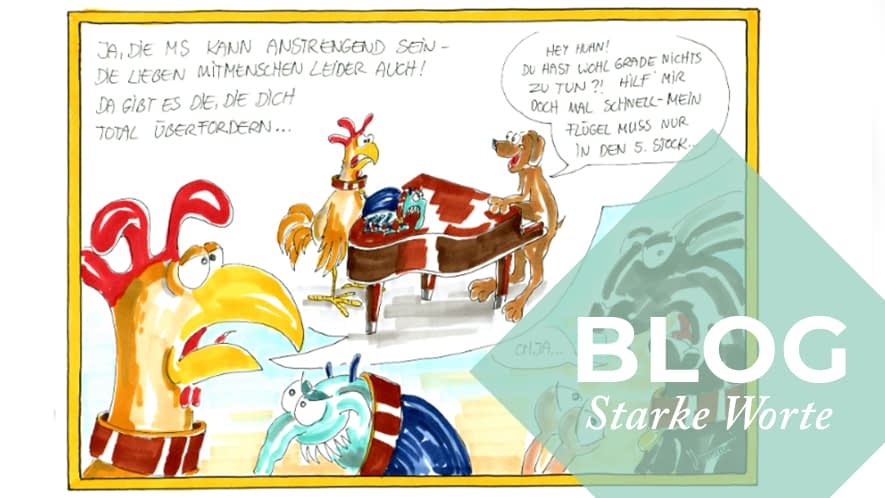 Cartoonillustrationen: „unsichtbar-ueberfordert“ & „unsichtbar-unterfordert“