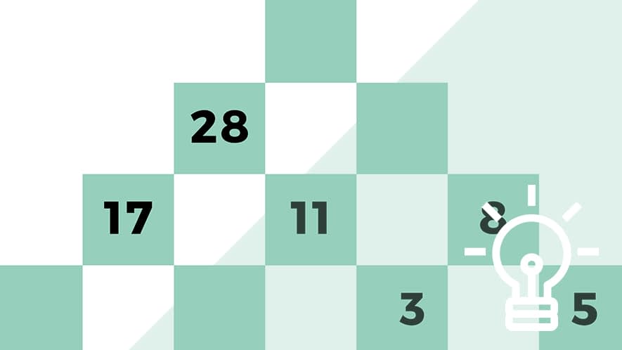 Zahlenmauer und Glühbirne