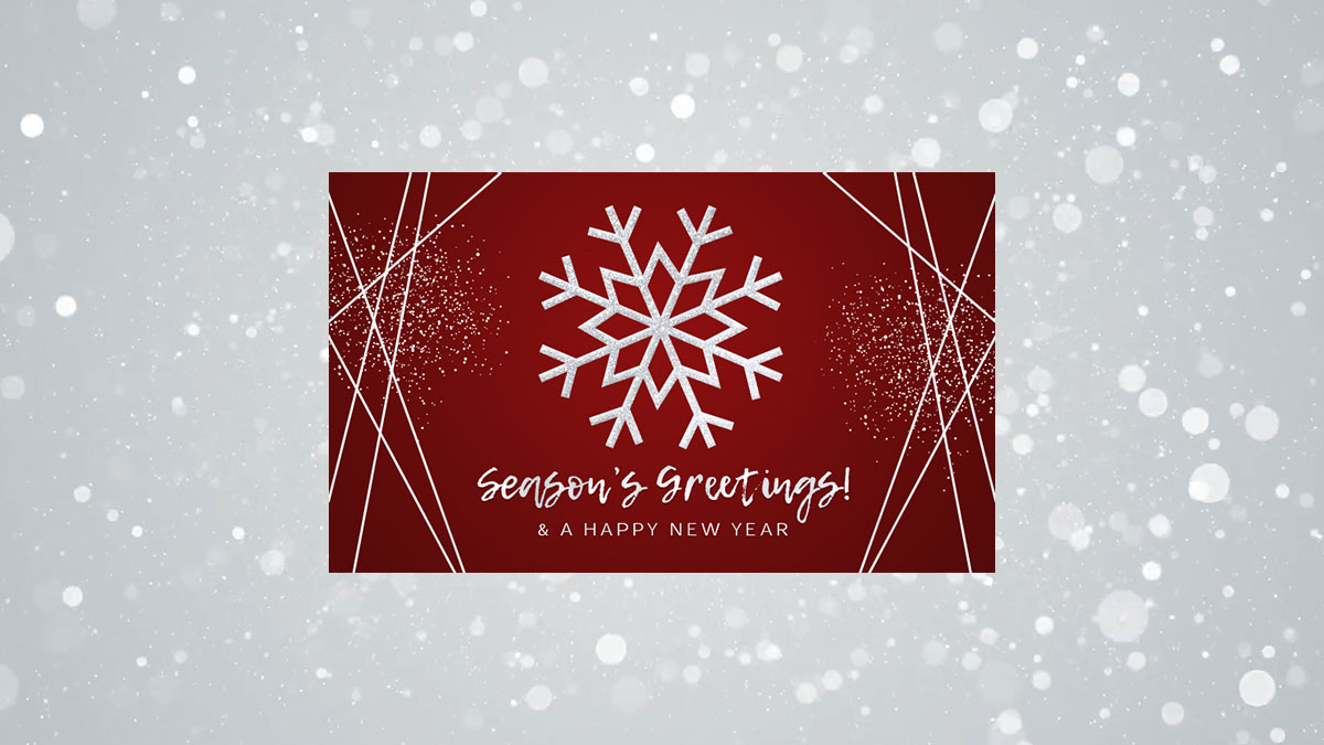 eCard Season's Greetings Merry Christmas, Snowflake, sparkle, white, red