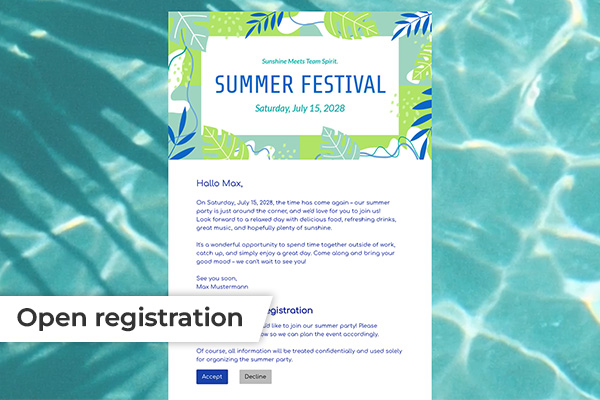 eCard EN - Summer party invitation template - Open registration Invitation, Summer Party, Open registration