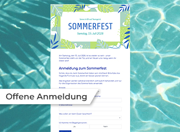 eCard Einladung Sommerfest Offen Sommerfest, Offene Anmeldung