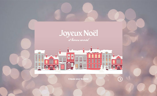 eCard Joyeux Noël   Noël, hiver, ville, rose