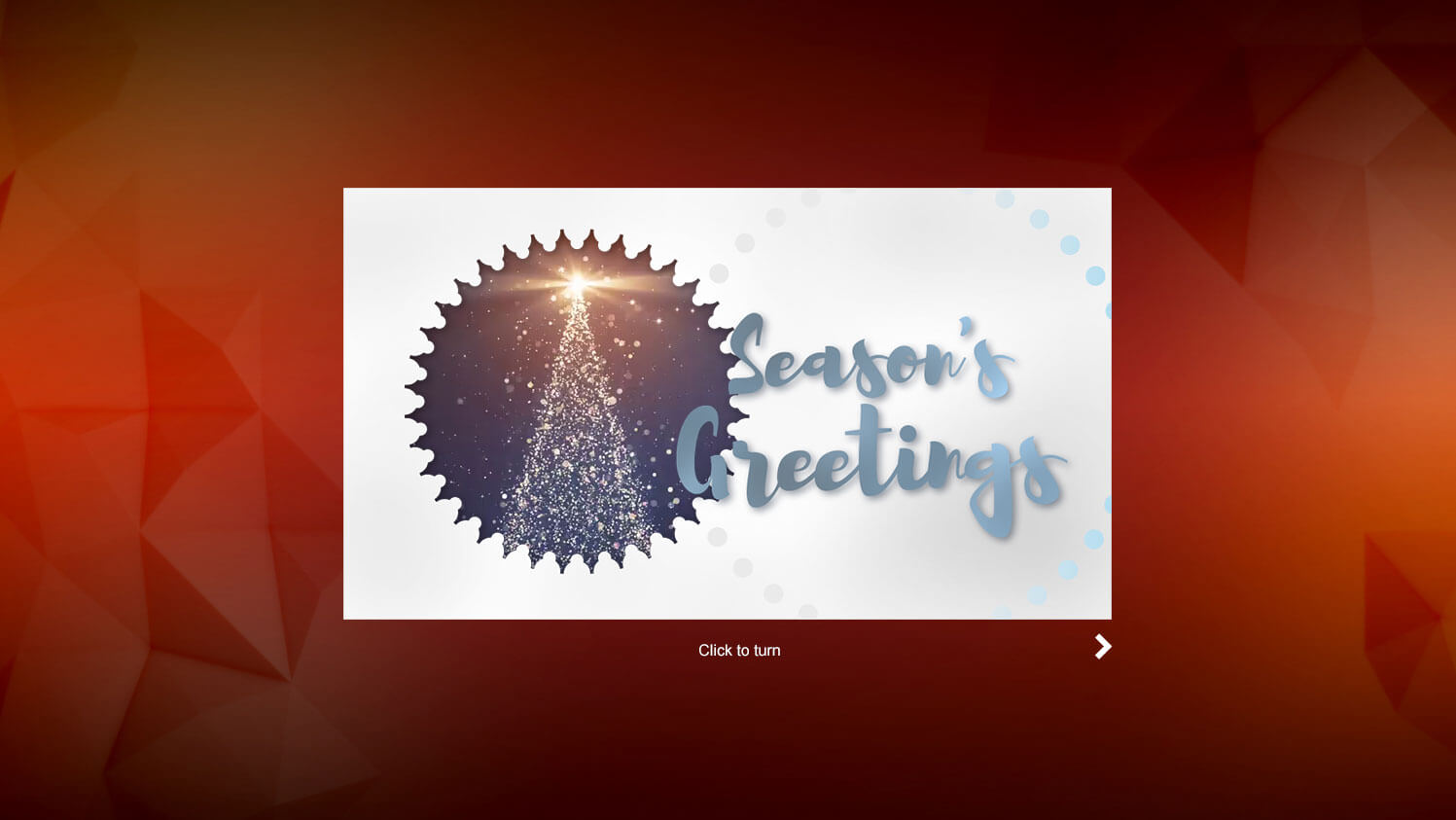 eCard Season's Greetings Merry Christmas, stamp, rotating, tree, silver