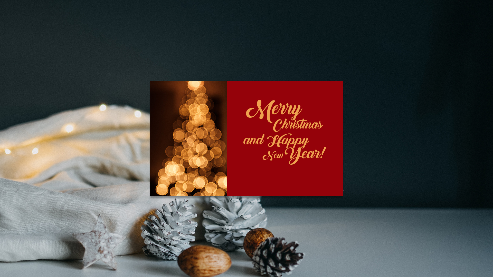 eCard Christmas eCard Merry Christmas, tree, lights, red