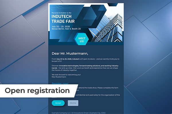eCard EN - Trade fair invitation template - Open registration Trade fair invitation template - Open registration