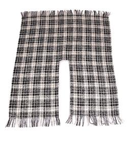 Schwarz-weißer Karo-Poncho mit Fransen