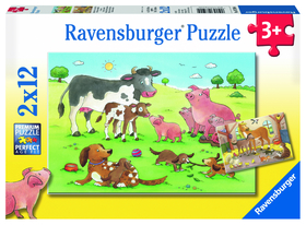Puzzle 2 x 12 Teile  Glückliche Tierfamilien  von Ravensburger
