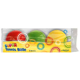 70 mm soft-tennisball-set, 3 st. m polybeutel, sortiert