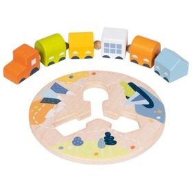 Fädelzug, Lokomotive mit 5 Waggons mit verschiedenen