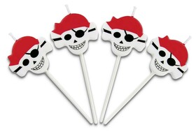 Kerzen Piraten 3,5 x 9,5 cm Set, 4-teilig Sticks Weiss Wachs