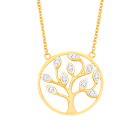 Amor Kette mit Anhänger 925 Sterling Silber Damen mit Zirkonia synth. Lebensbaum