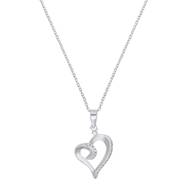 Amor Kette mit Anhänger 925 Sterling Silber Damen mit Zirkonia synth. Herz