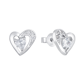 Amor Ohrstecker 925 Sterling Silber Damen mit Zirkonia synth. Herz