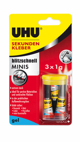 UHU SEKUNDENKLEBER blitzschnell MINIS Gel, Aufbewahrungsbox mit ...