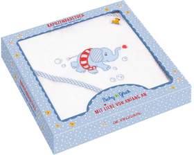 Kapuzenbadetuch Elefant, Hellblau - B