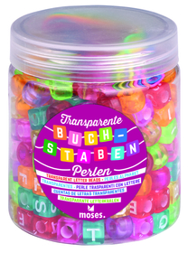 Transparente Buchstabenperlen