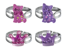 Ring Set Katze/Krone 2tlg 2Fb. (6)