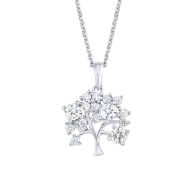 Amor Kette mit Anhänger 925 Sterling Silber Damen mit Zirkonia synth. Lebensbaum