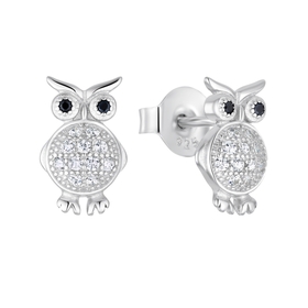 Amor Ohrstecker 925 Sterling Silber Damen mit Zirkonia synth. Eule