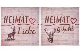 Gemälde 'Heimat' braun, creme, rot, auf Leinwand 'Heimatliebe' ,  'Heimatgefühl' 2fach sortiert, H 30 cm, B 30 cm, T 2,5 cm