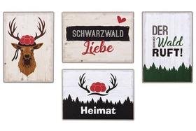 Magnet 'Schwarzwald' creme/braun/grün 'Schwarzwald Liebe' / 'Heimat' / 'Der Schwarzwald ruft!' / Hirschkopf Größe: 7 x 5 cm