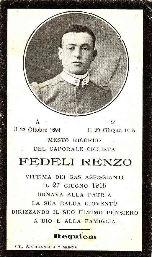 Porträt von Renzo Fedeli (1894–1916) – Gedenkseite