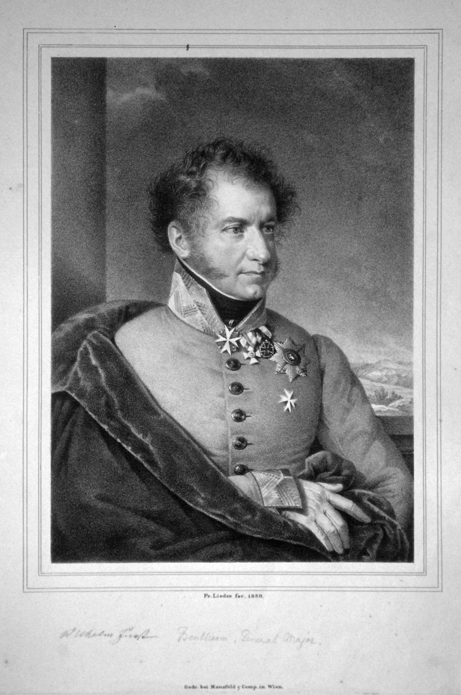 Porträt von Friedrich Wilhelm Belgicus von Bentheim-Bentheim (1782–1839) – Gedenkseite