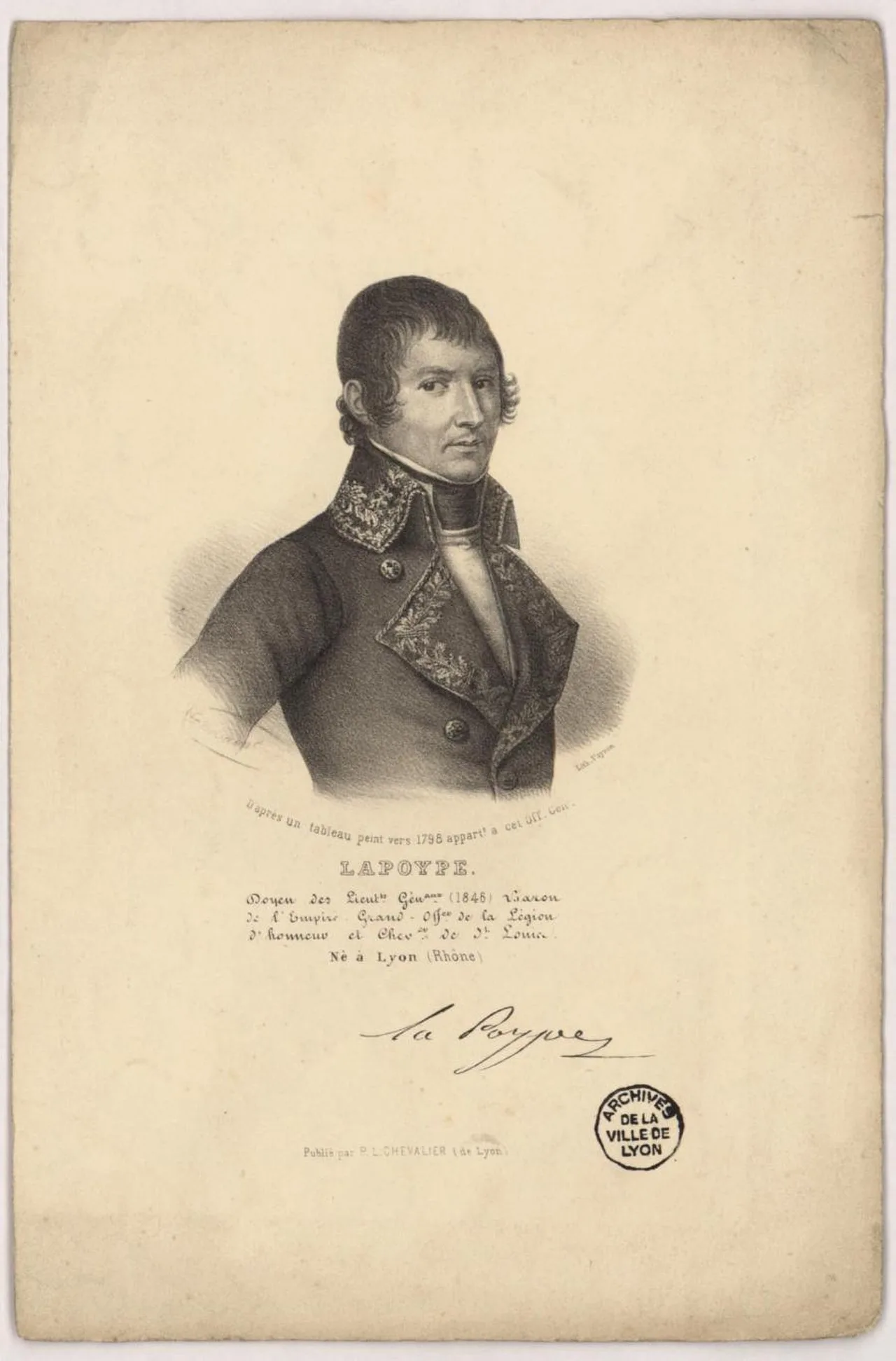 Porträt von Jean François Cornu de Lapoype (1758–1851) – Gedenkseite