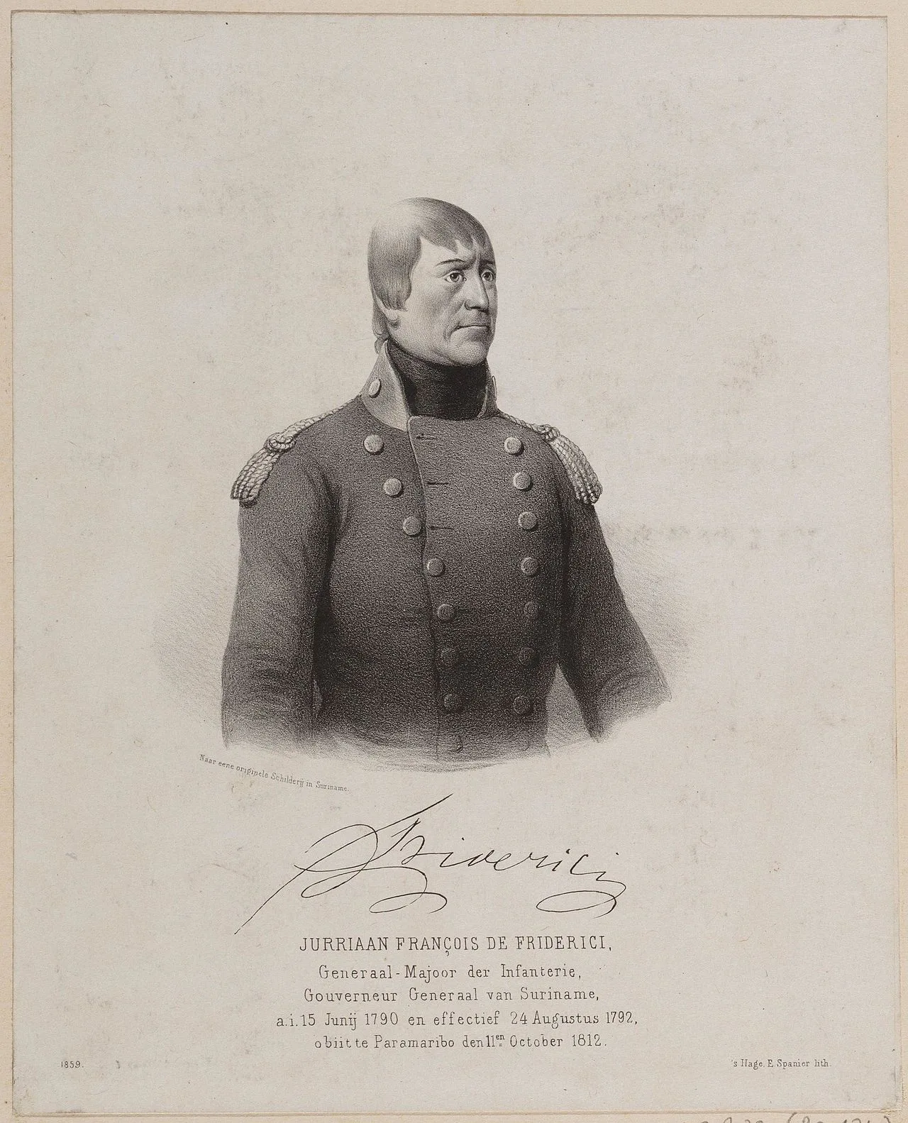 Porträt von Jurriaan François de Friderici (1751–1812) – Gedenkseite