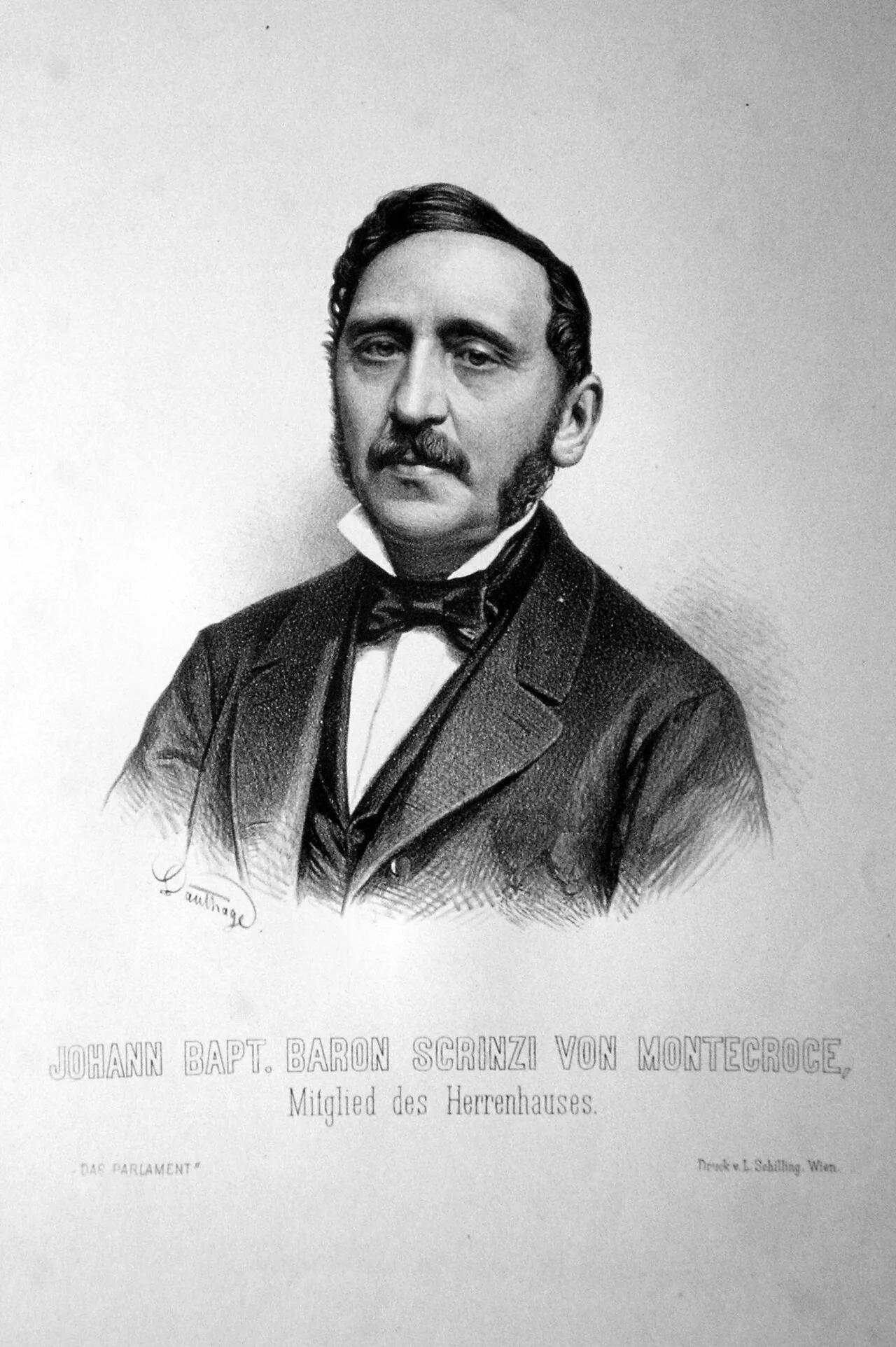 Porträt von Giovanni Battista Scrinzi di Montecroce (1805–1885) – Gedenkseite