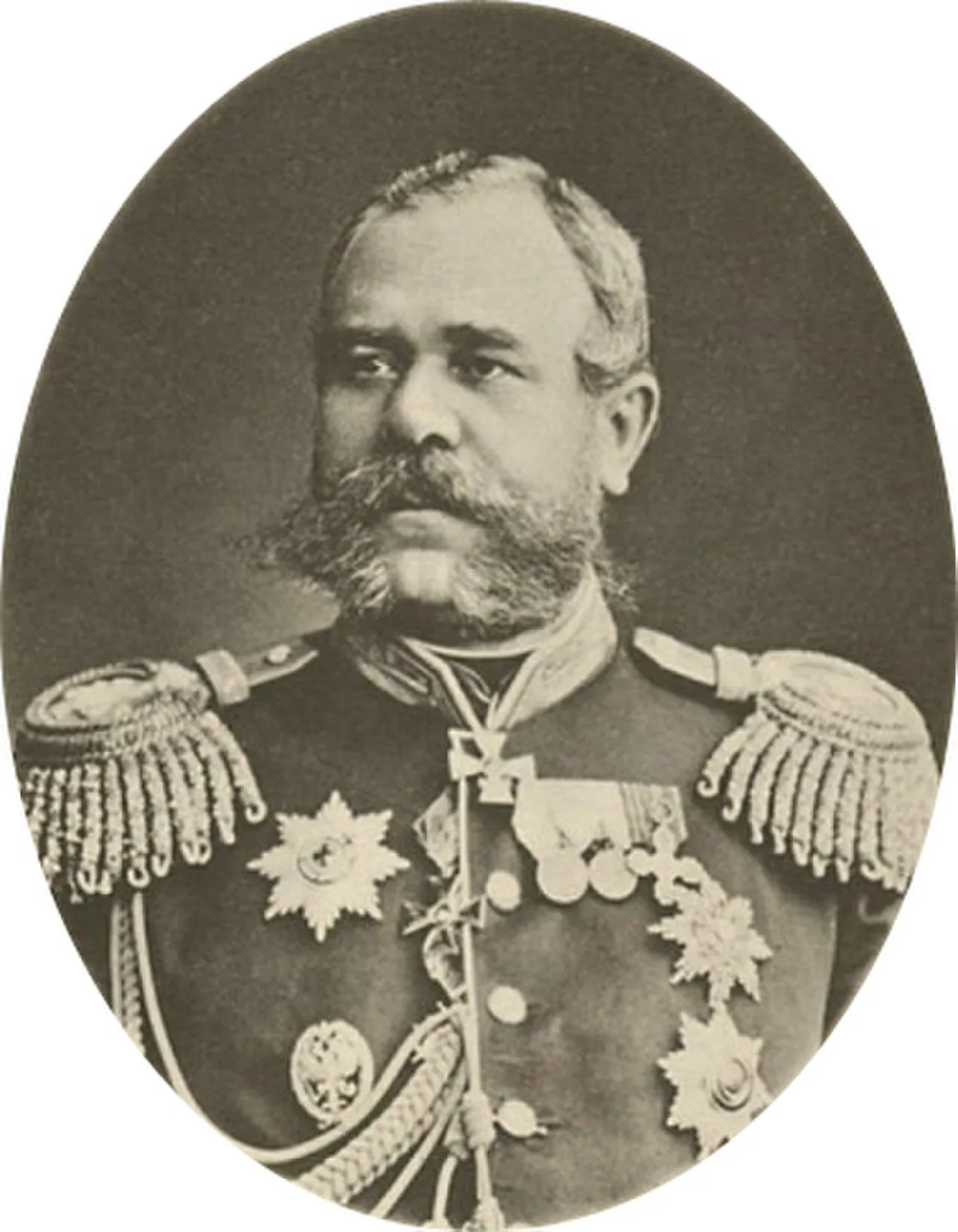 Porträt von Nikolai Nikolajewitsch Obrutschew (1830–1904) – Gedenkseite