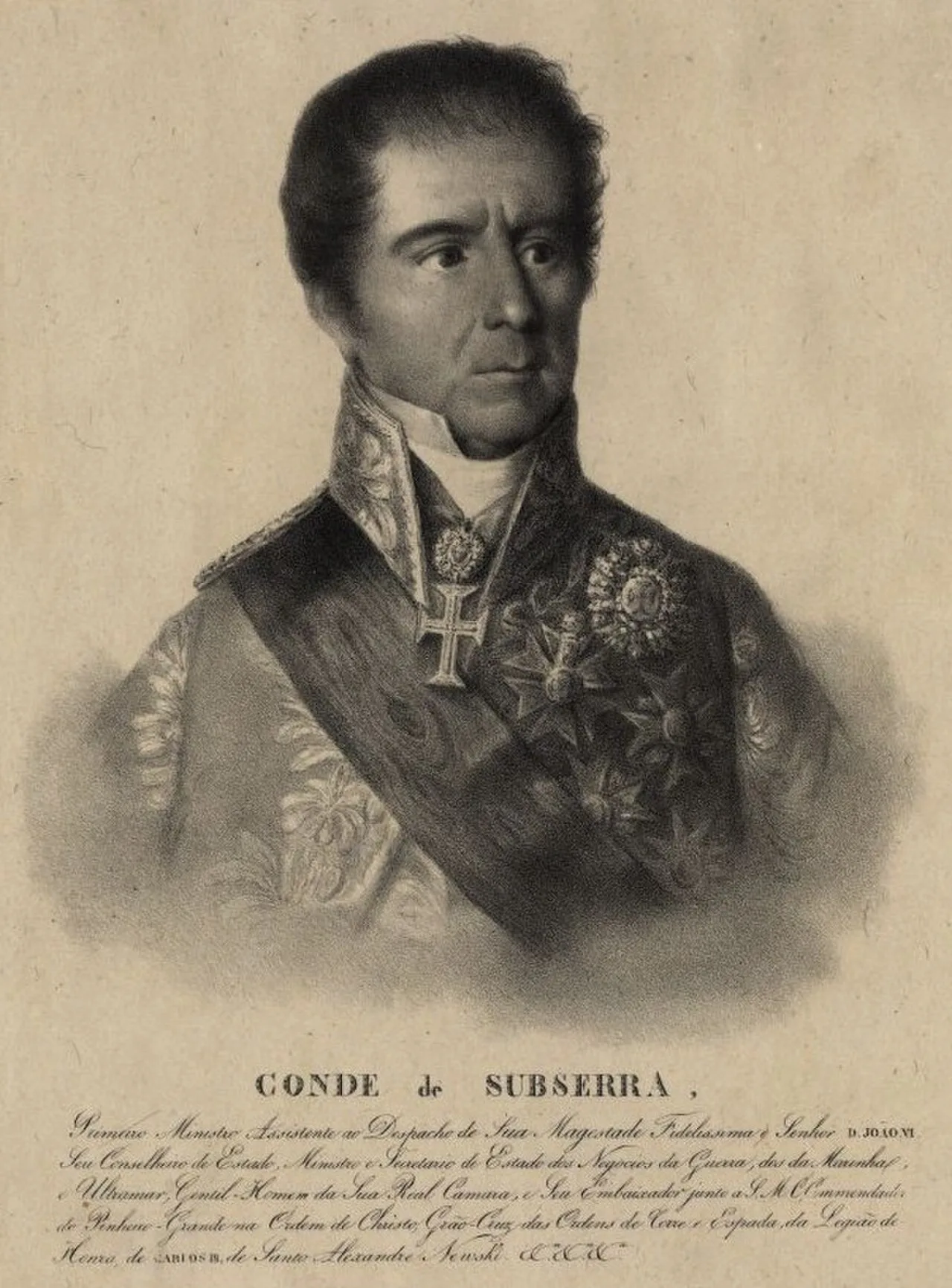 Porträt von Manuel Inácio Martins Pamplona Corte Real, 1st Count of Subserra (1762–1832) – Gedenkseite