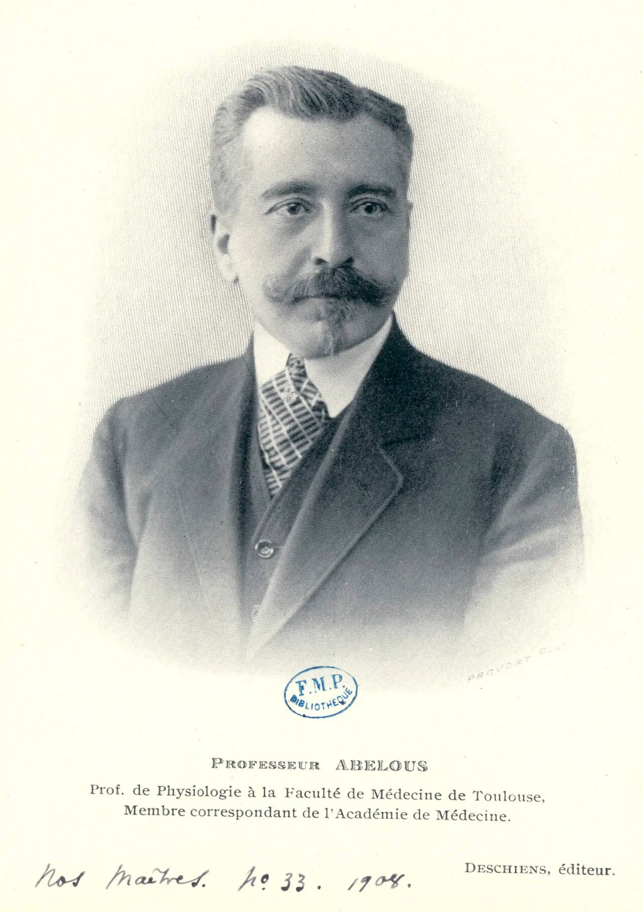 Porträt von Jacques-Émile Abelous (1864–1940) – Gedenkseite