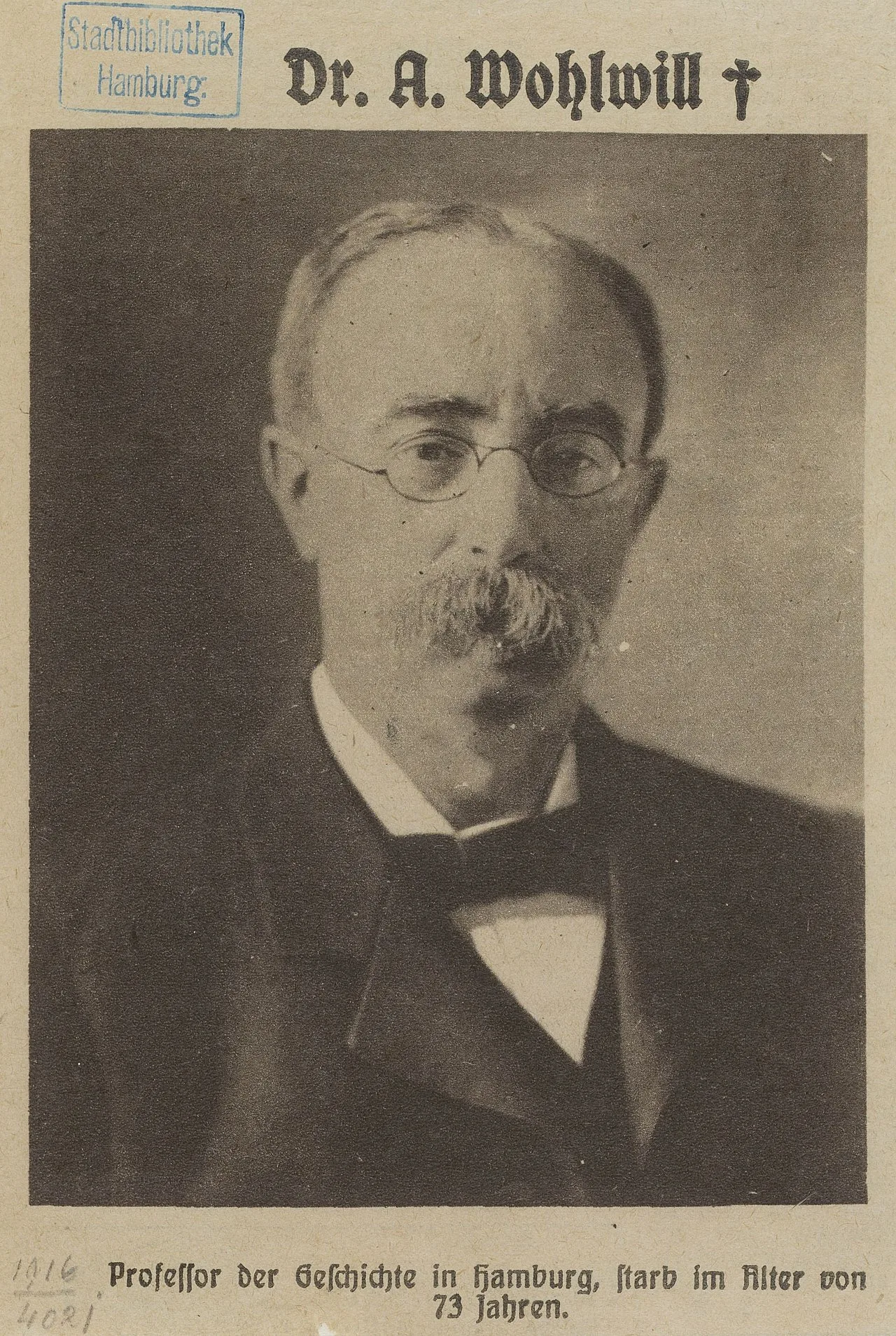 Porträt von Adolf Wohlwill (1843–1916) – Gedenkseite