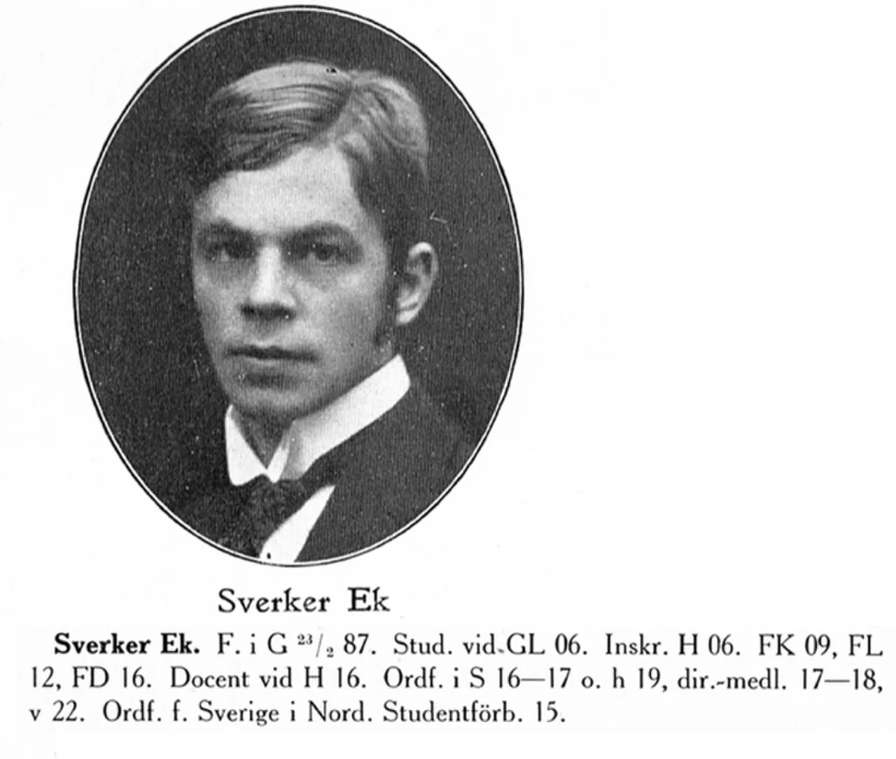 Porträt von Sverker Ek (1887–1981) – Gedenkseite