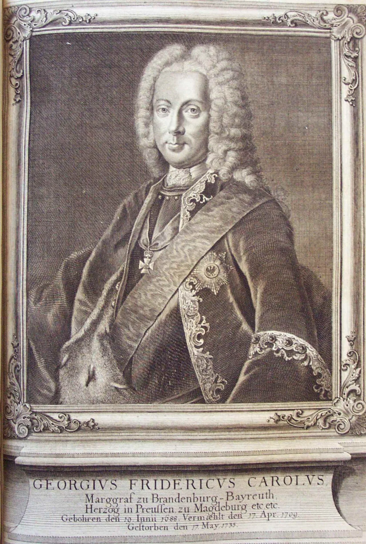 Porträt von Georg Friedrich Karl (1688–1735) – Gedenkseite