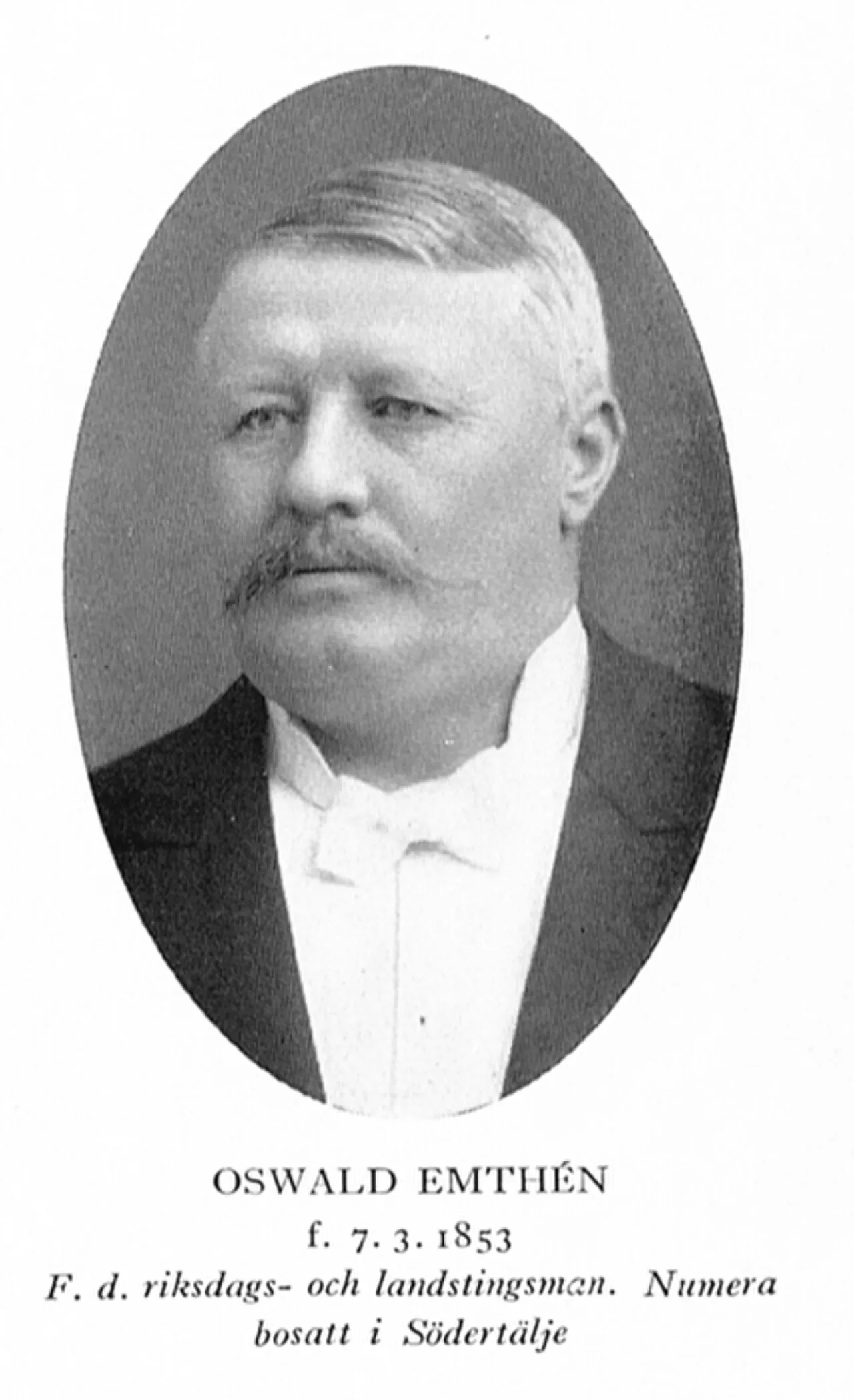 Porträt von Oswald Emthén (1853–1934) – Gedenkseite