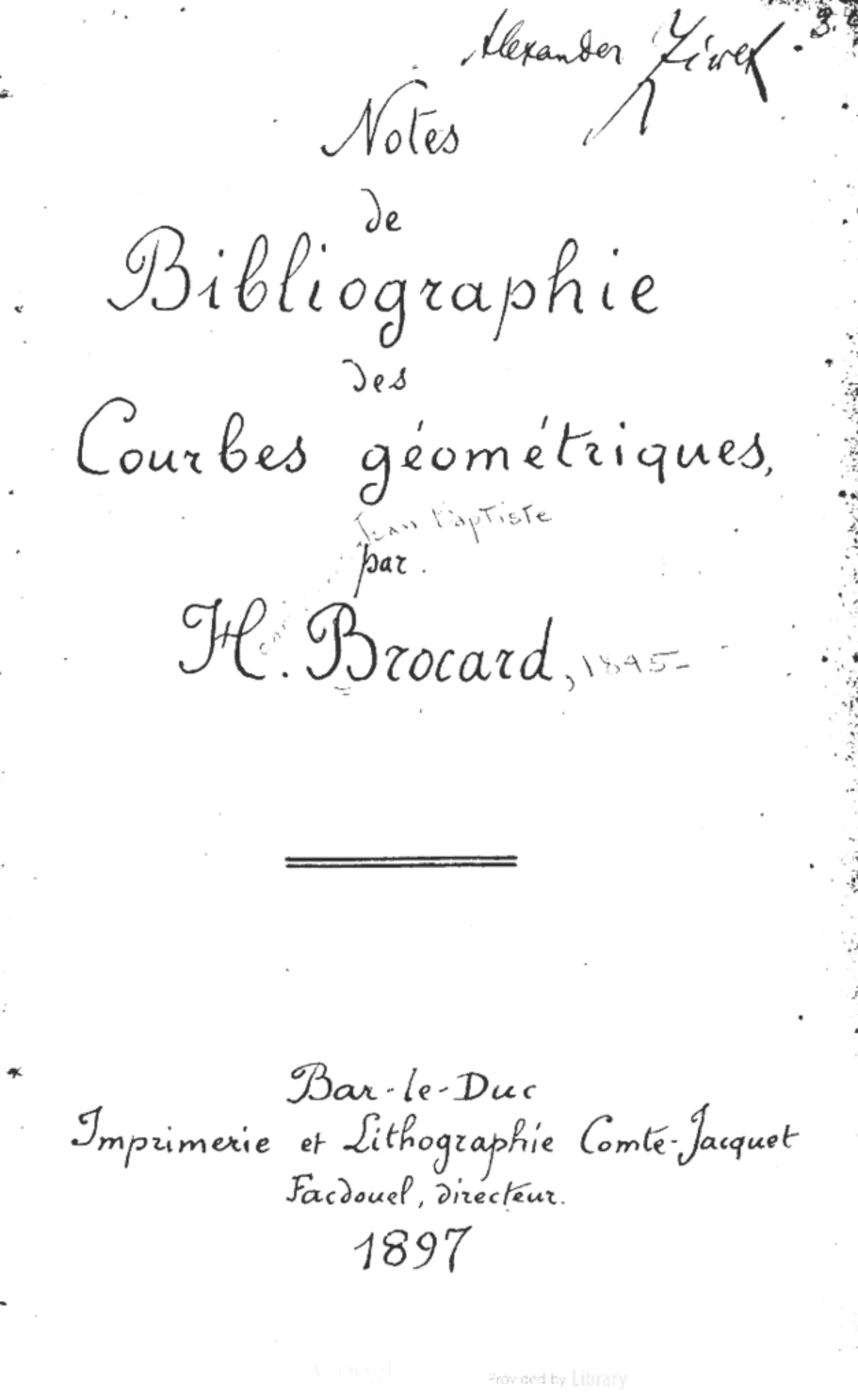 Porträt von Henri Brocard (1845–1922) – Gedenkseite