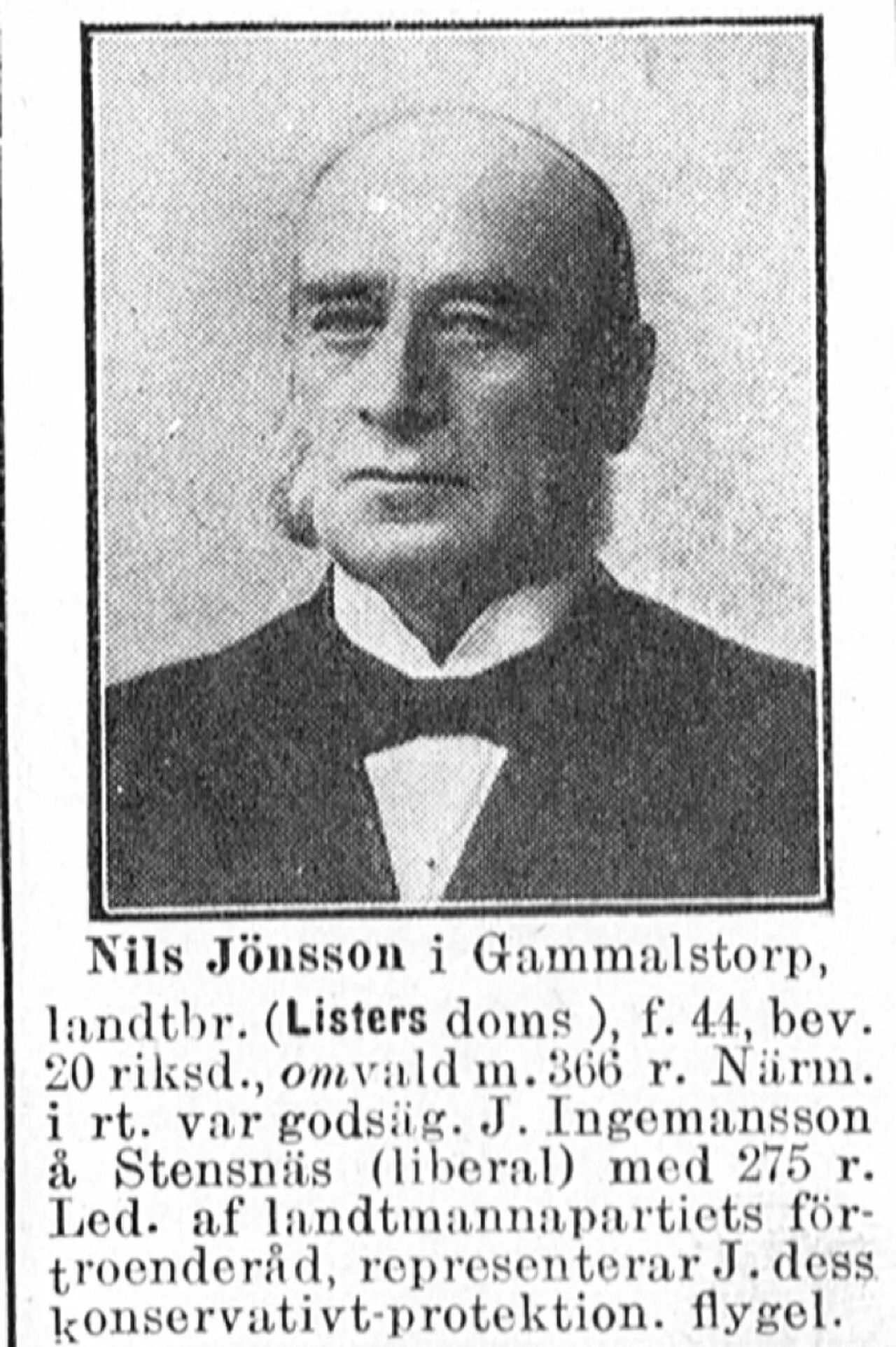Porträt von Nils Jönsson (1844–1913) – Gedenkseite