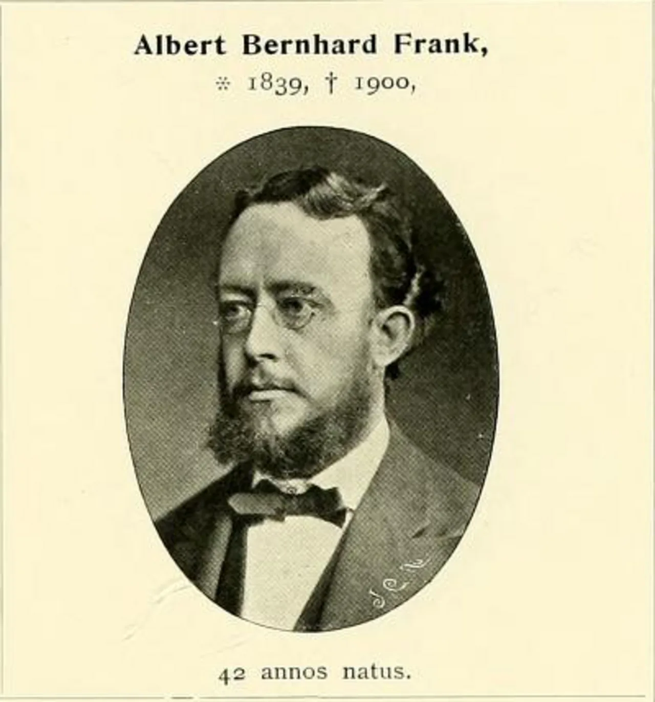 Porträt von Albert Bernhard Frank (1839–1900) – Gedenkseite