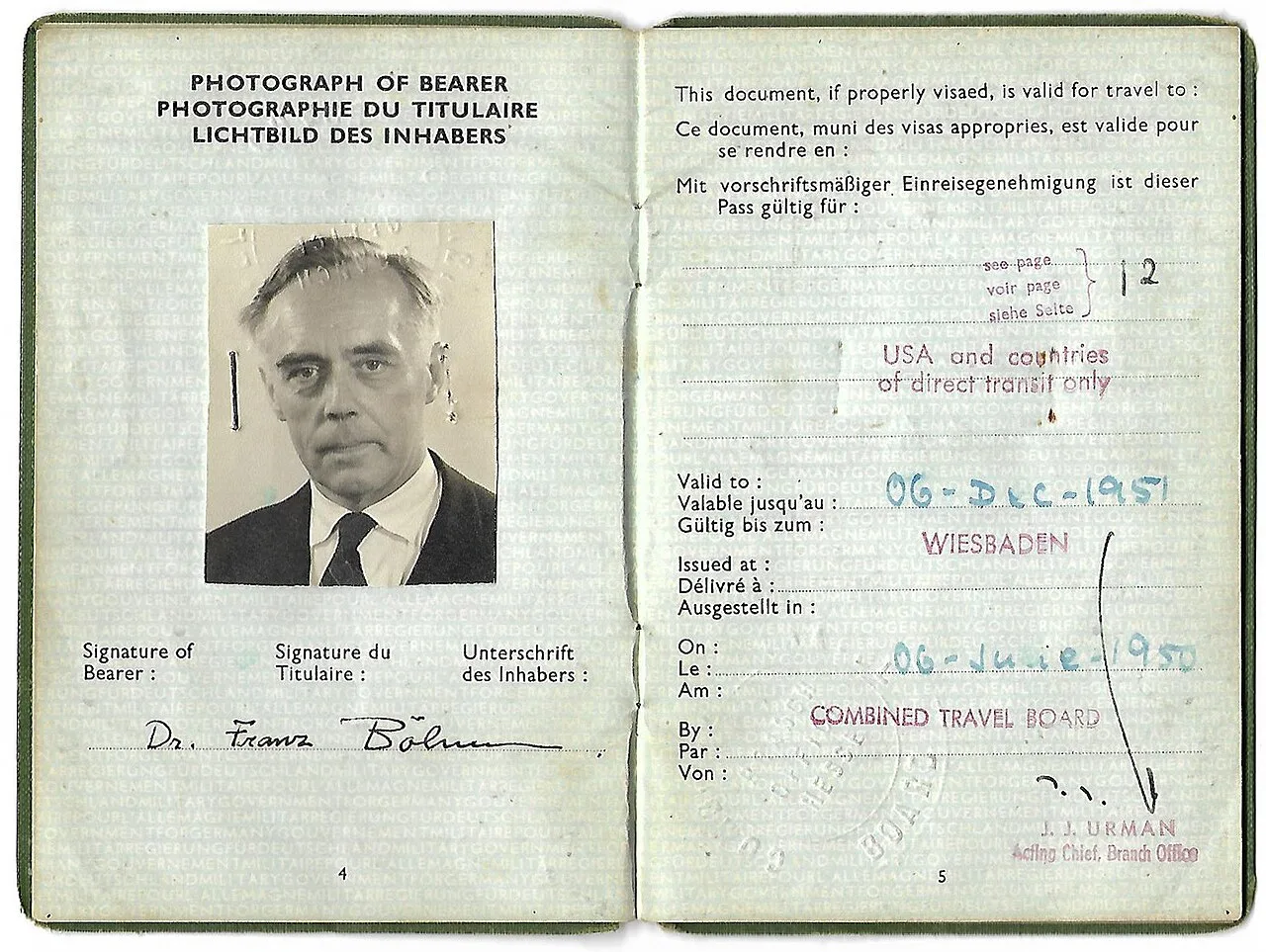 Porträt von Franz Böhm (1895–1977) – Gedenkseite