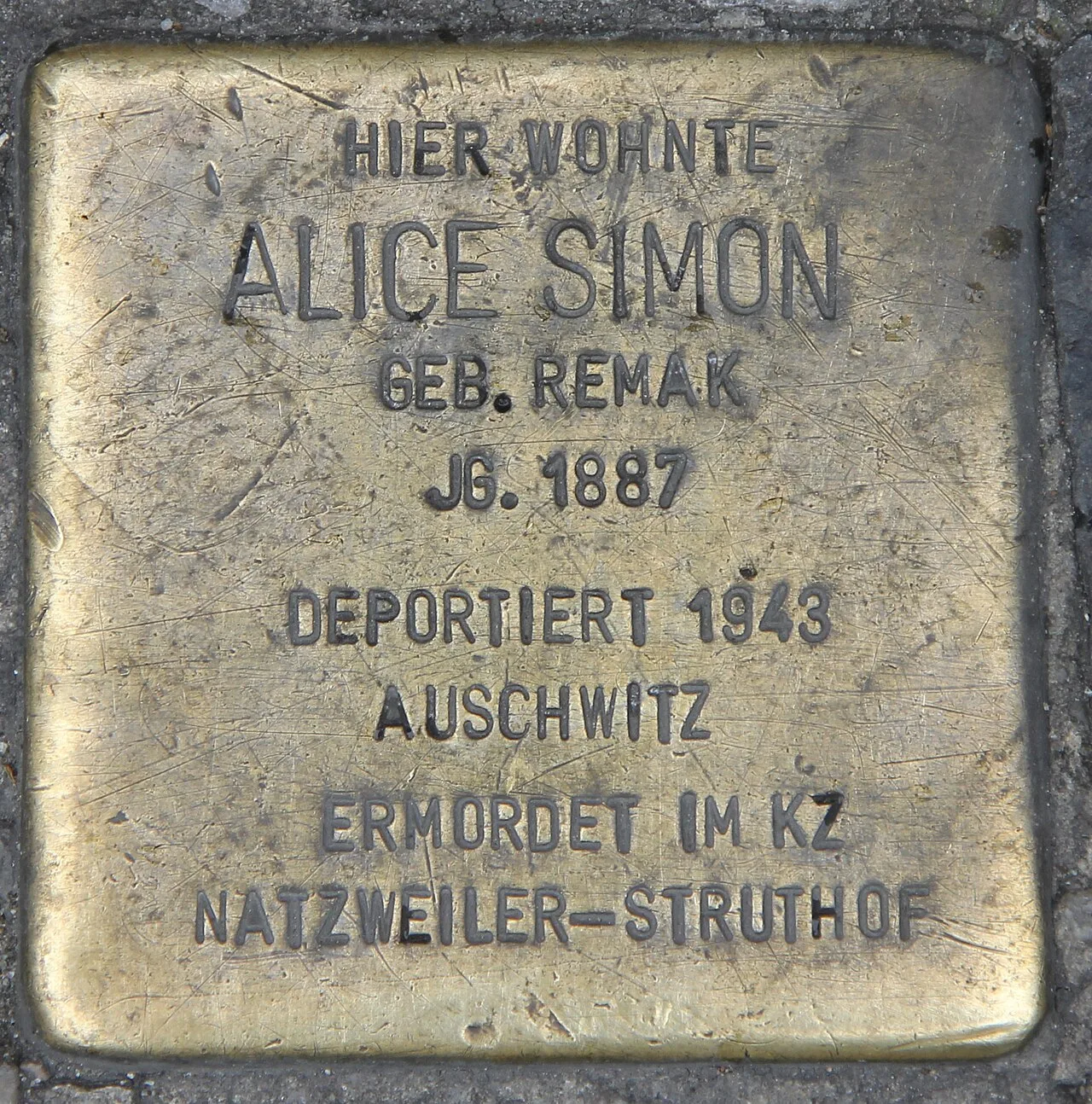 Porträt von Alice Simon (1887–1943) – Gedenkseite