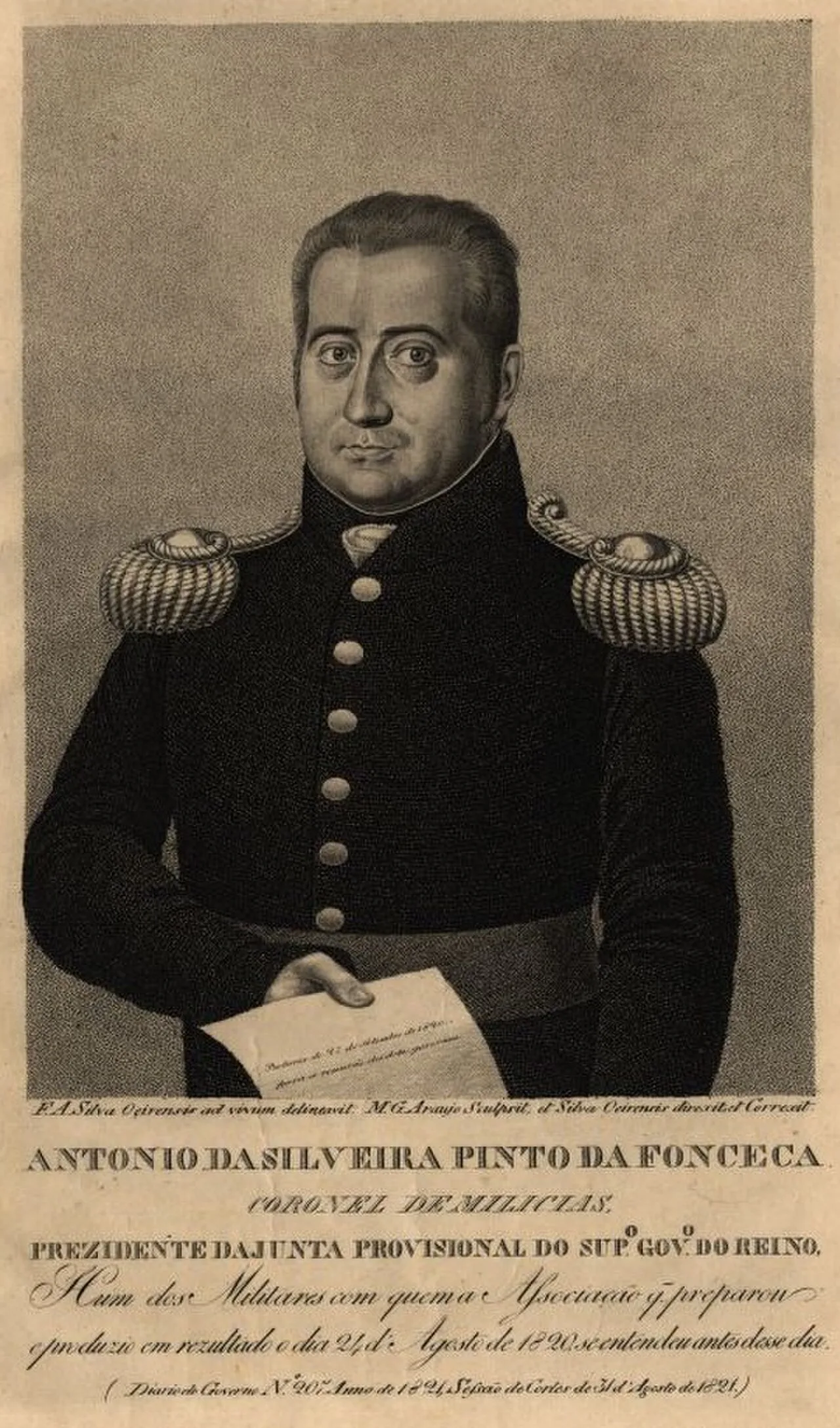 Porträt von António da Silveira Pinto da Fonseca (1770–1858) – Gedenkseite