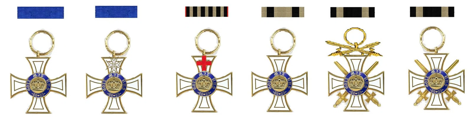 Royal Order of the Crown 3rd Class with a red cross and a white field on the commemorative ribbon