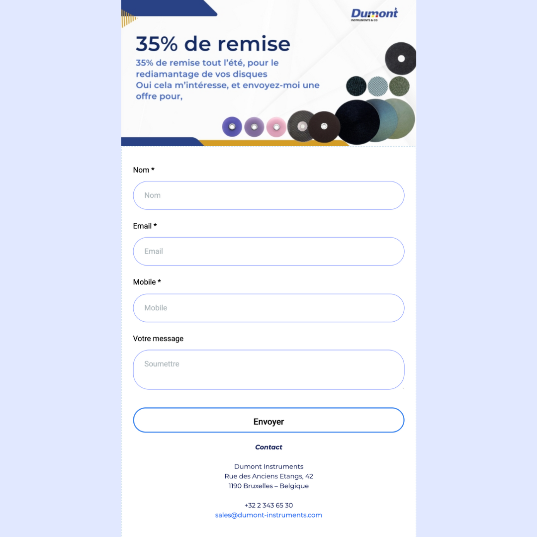 35% de remise pour l'aiguisage de disques