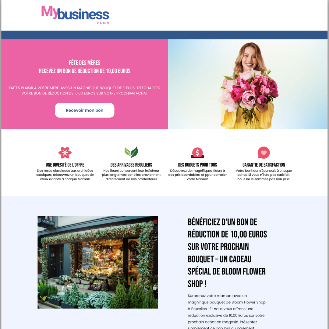 S'inscrire sur une landing page, et recevoir un bon de réduction