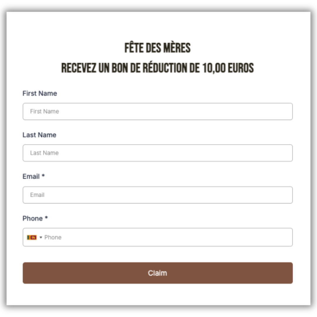 S'inscrire sur une landing page, et recevoir un bon de réduction