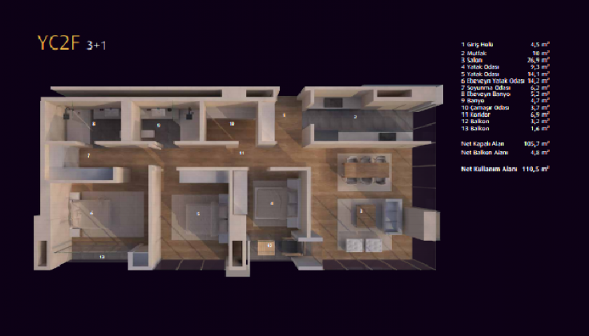 İNCEK LOFT 3+1. kat görseli